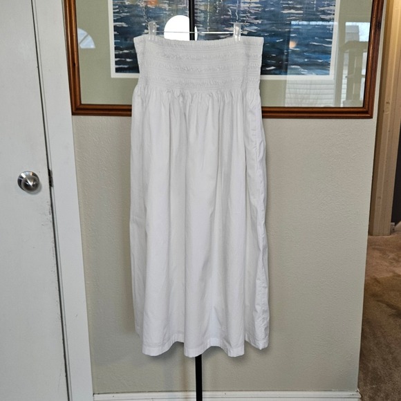 Madewell Smocked Maxi Skirt Womens Large Cotton Poplin NWOT Boho Coastal Cottage - Picture 7 of 8